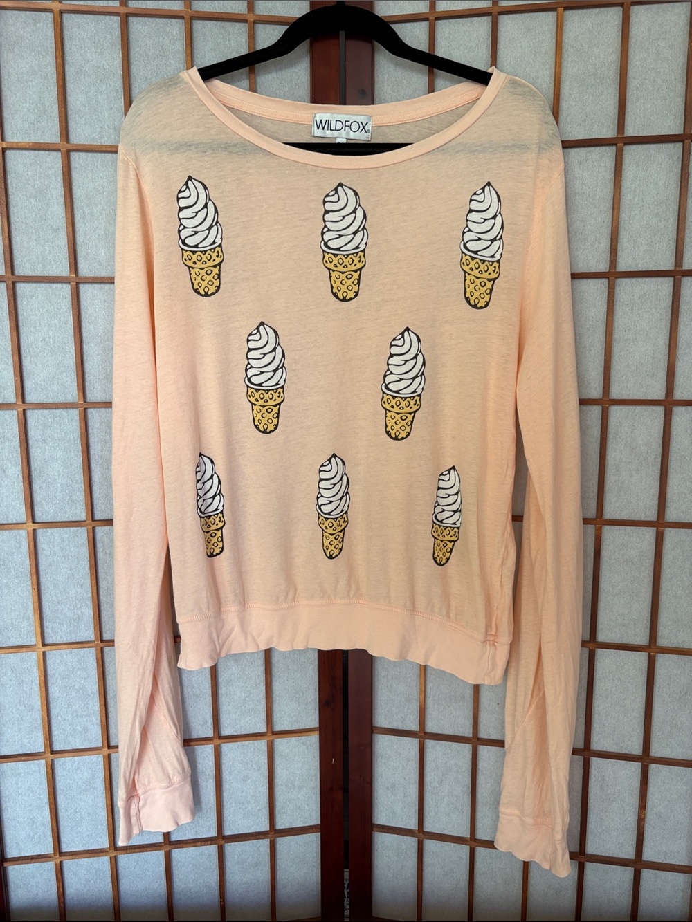 Wildfox Peach Ice Cream Cone Long Sleeve Top